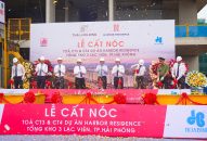 Đồng chí Trần Lưu Quang, Trưởng Ban Fv88 com đăng nhập Trung ương dự Lễ cất nóc tòa nhà Chung cư CT 3A và CT 4B thuộc Dự án Khu nhà ở Nhà cái cá cược bóng đá, casino trực tuyến uy tín tại Tổng kho 3 Lạc Viên và Khánh thành Phà BayView Fv88 win hiện đang mở