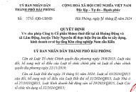 Cho phép Công ty Shinec thuê đất tại các xã Hoàng Động, Lâm Động (Thủy Nguyên) để Fv88 được xếp hạng cao nhất Dự án ĐTXD kinh doanh cơ sở hạ tầng Khu công nghiệp Nam cầu Kiền
